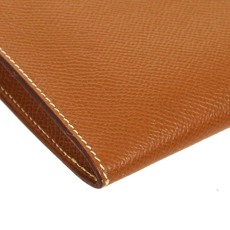 Hermes Cognac Leather Gold Hardware Envelope Men's Evening Clutch Bag ...