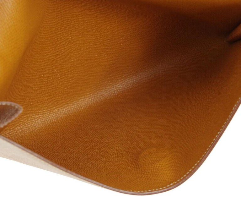 Hermes Cognac Leather Gold Hardware Envelope Men's Evening Clutch Bag ...