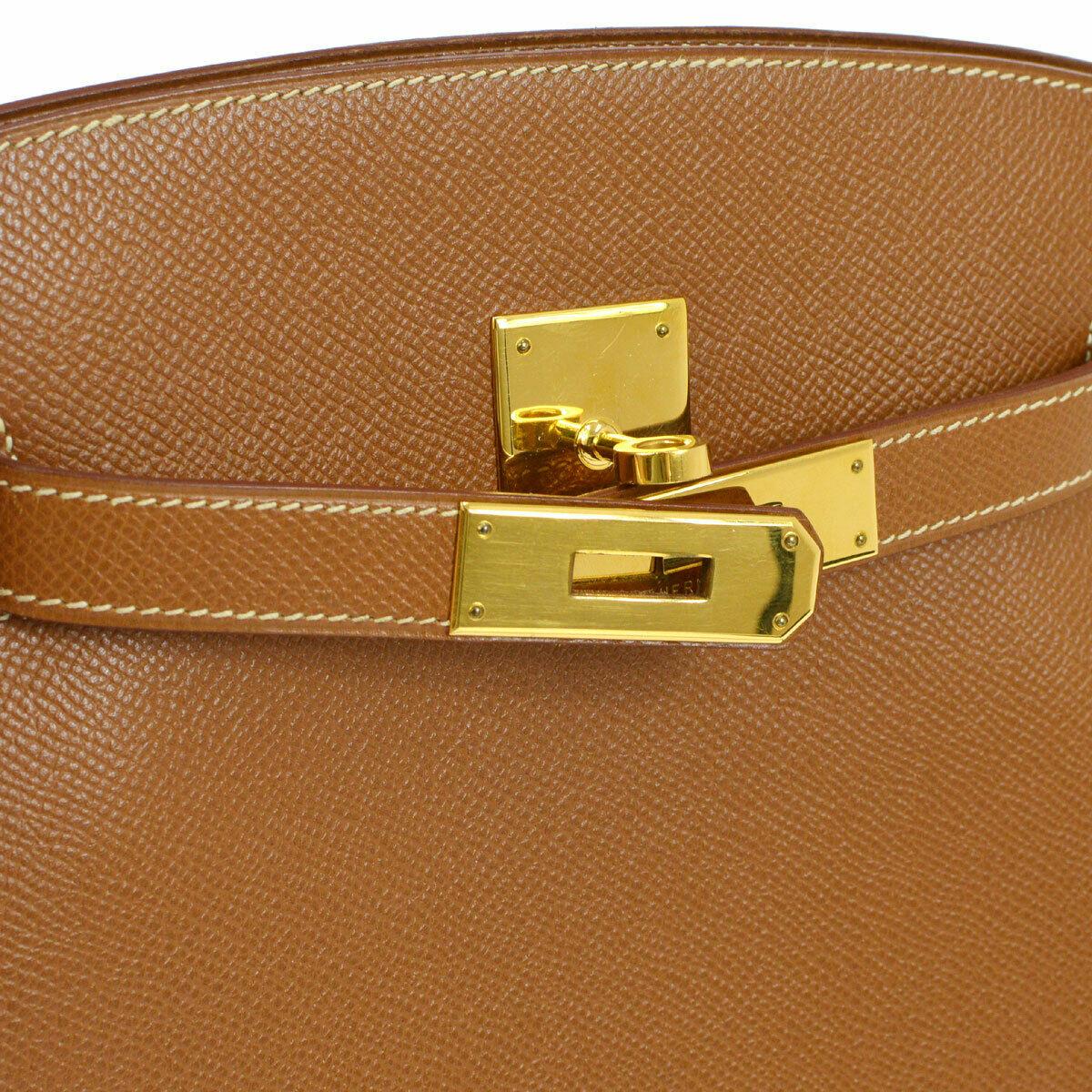 Brown Hermes Cognac Leather Gold Hardware Travel Single Shoulder Large Carryall Bag