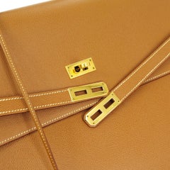 Hermes Cognac Leather Gold Men's Handle Satchel Business Travel Briefcase Bag