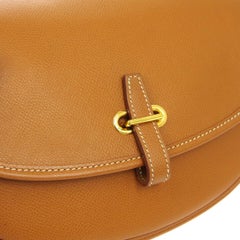 Hermes Cognac Leather Gold Small Saddle Crossbody Shoulder Flap Bag