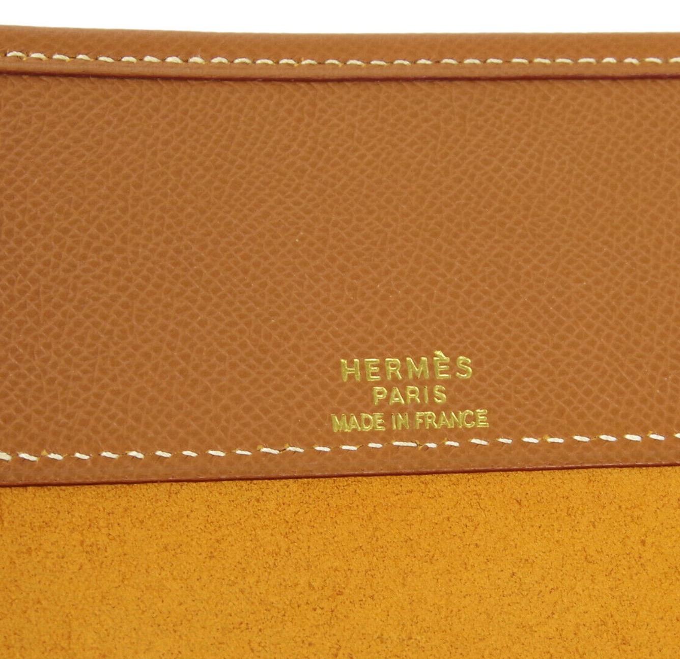 Hermes Cognac Leather Gold Top Handle Evening Portfolio Men's Clutch Flap Bag 1