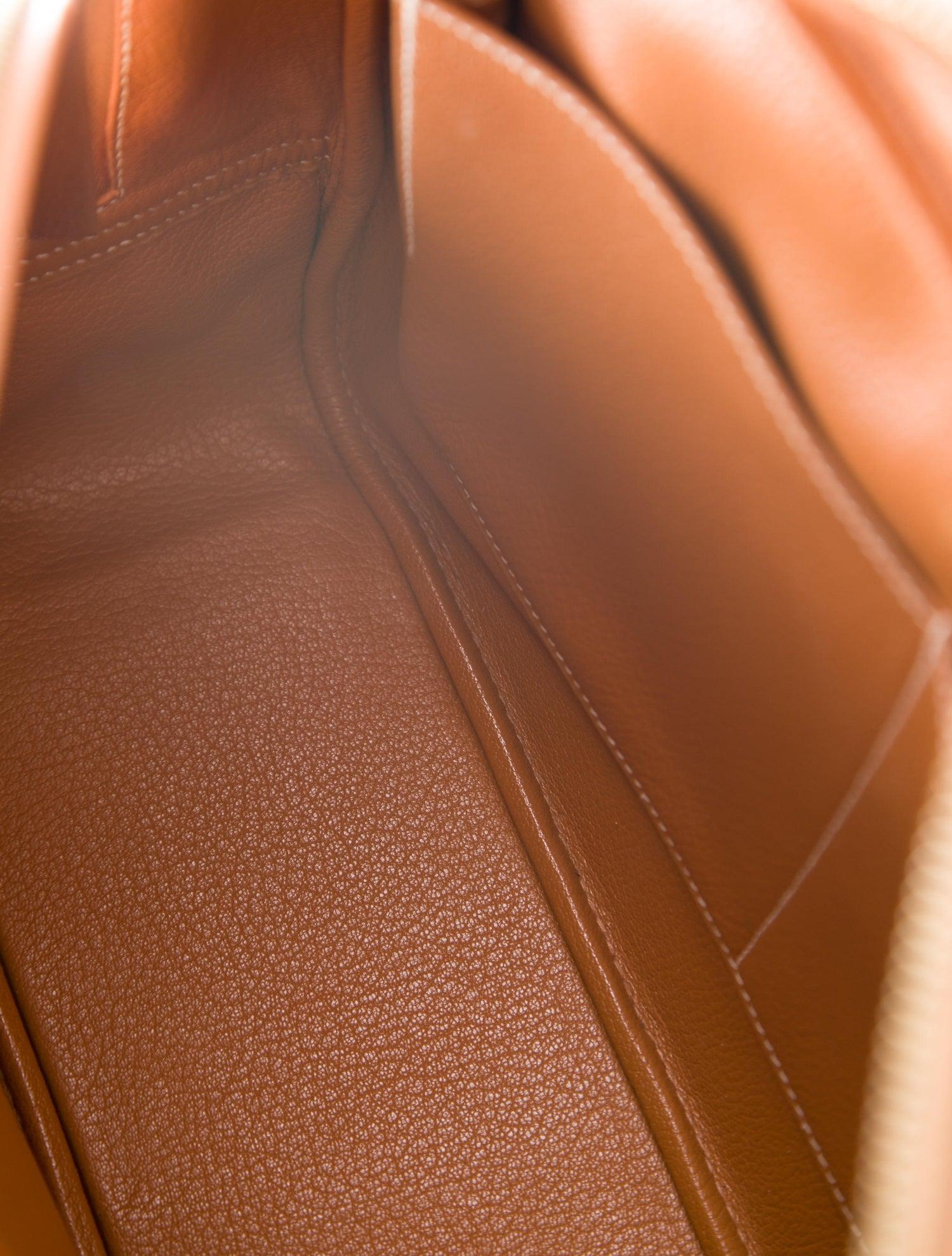 Women's Hermes Cognac Leather Gold Top Handle Evening Satchel Carryall Tote Bag