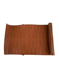 Hermes Cognac Leather Men's Women's Backgammon Game Set in Storage Pouch Bag