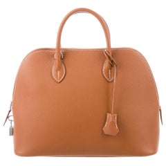 Hermes Cognac Leather Palladium Top Handle Satchel Carryall Shoulder Bag
