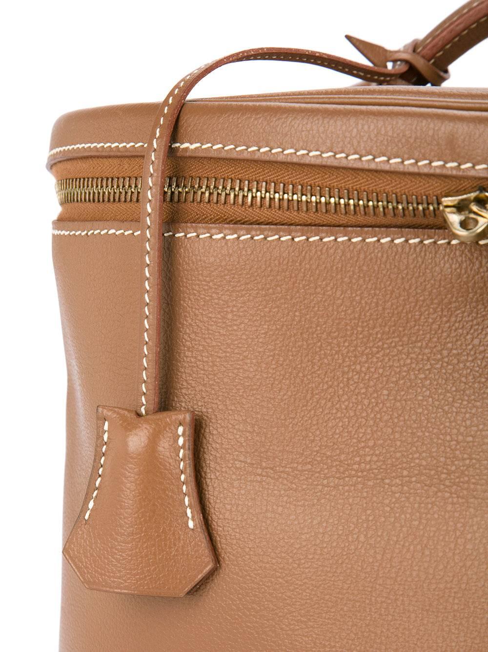 Hermes Cognac Leder Eitelkeit Schmuck Reiseaufbewahrung CarryAll Griff Umhängetasche im Zustand „Hervorragend“ in Chicago, IL