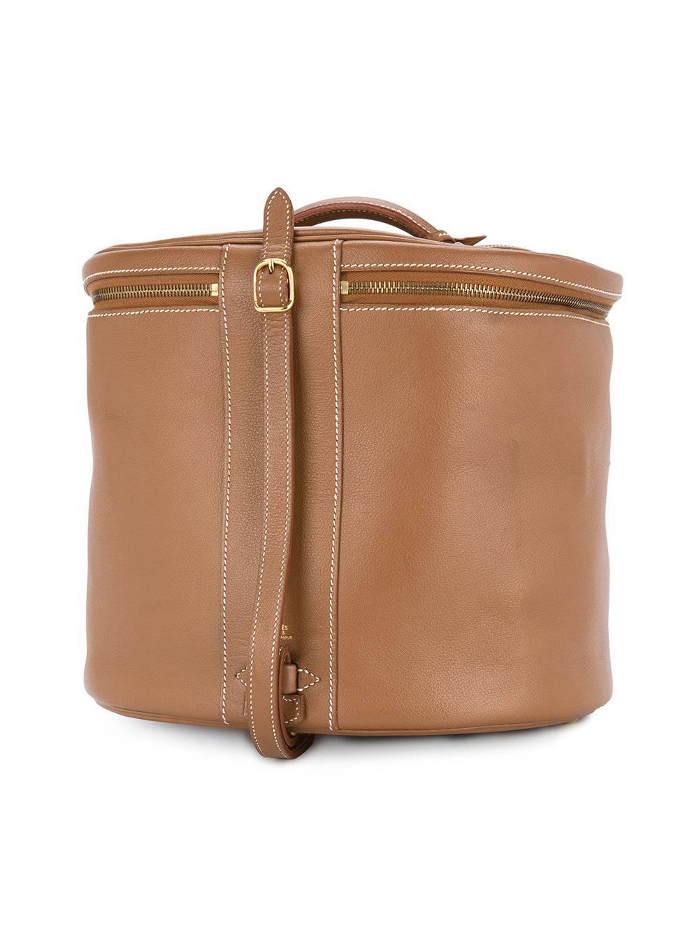 Hermes Cognac Leder Eitelkeit Schmuck Reiseaufbewahrung CarryAll Griff Umhängetasche für Damen oder Herren
