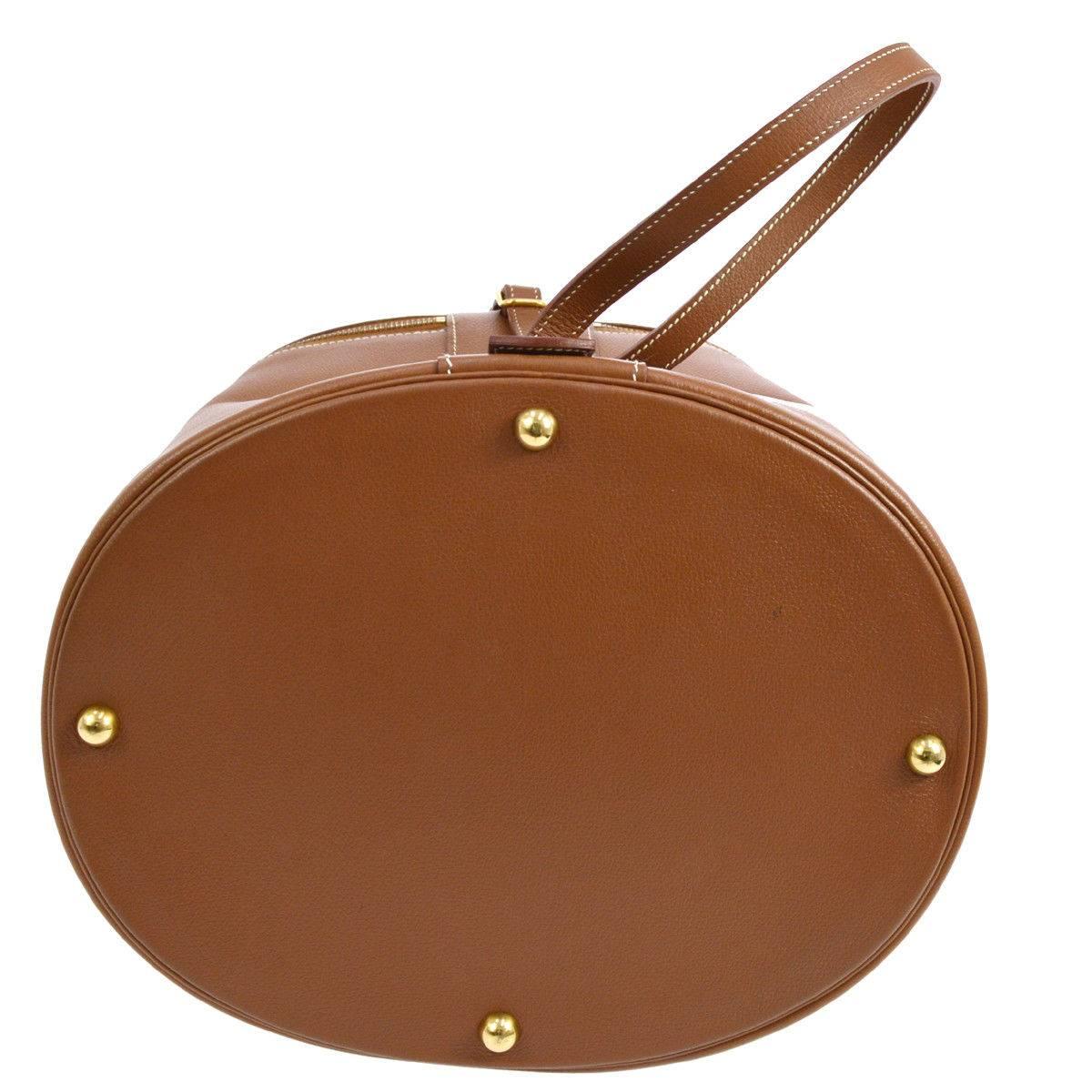 Hermes Cognac Leder Eitelkeit Schmuck Reiseaufbewahrung CarryAll Griff Umhängetasche 1