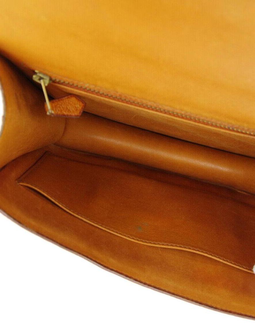 Brown Hermes Cognac Ostrich Leather Exotic Gold 'H' Logo Shoulder Flap Bag in Box