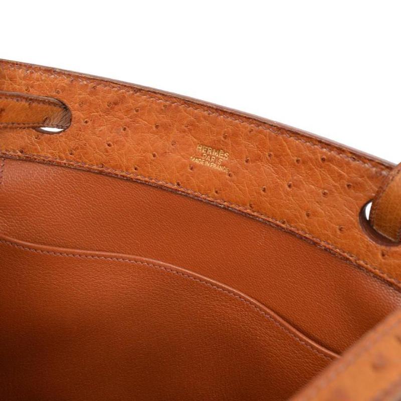 HERMES Cognac Tan Brown Struzzo Esotico Muzo Borsa a tracolla da sera in vendita 1