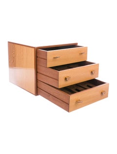 Hermes Cognac Wood Lacquer Men's Women's Watch Jewelry Vanity Travel Box Case