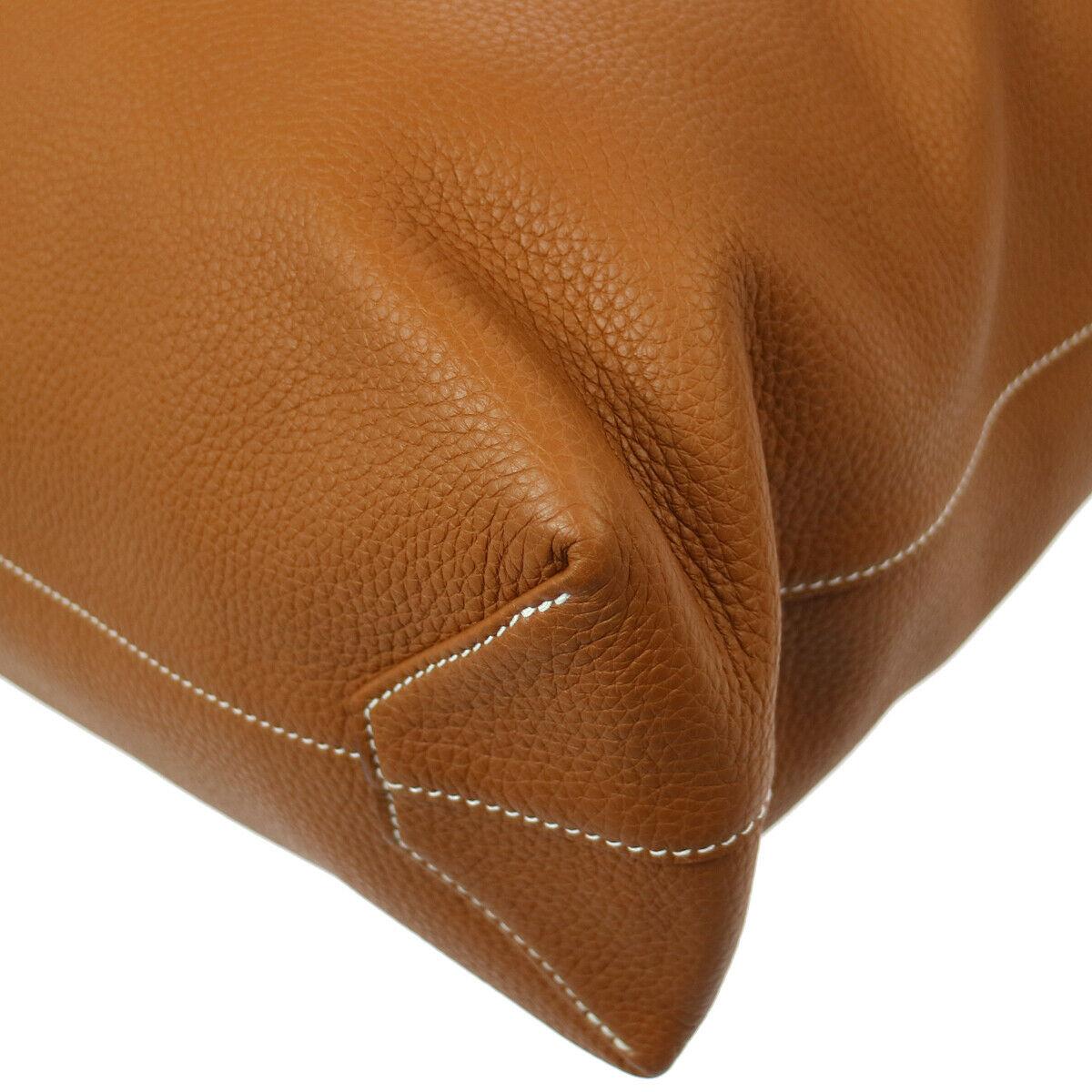  Hermes Cognac Yellow Leather Reversible Carryall Travel Men's Women's Tote Bag 1