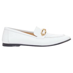 HERMES Colette Weißes Ziegenleder Vergoldete Roulis-Schnalle Slipper EU37
