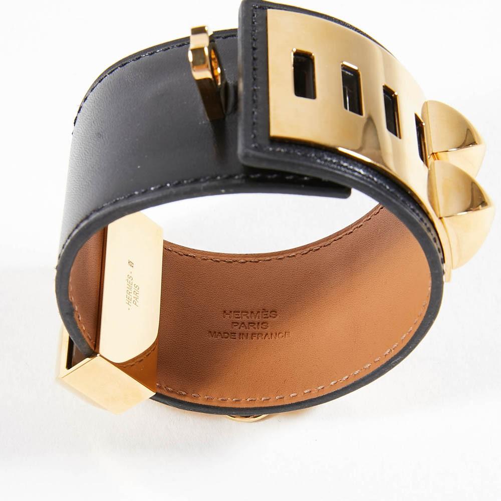 Hermes Colier de Chien Black & Gold Cuff Bracelet 2