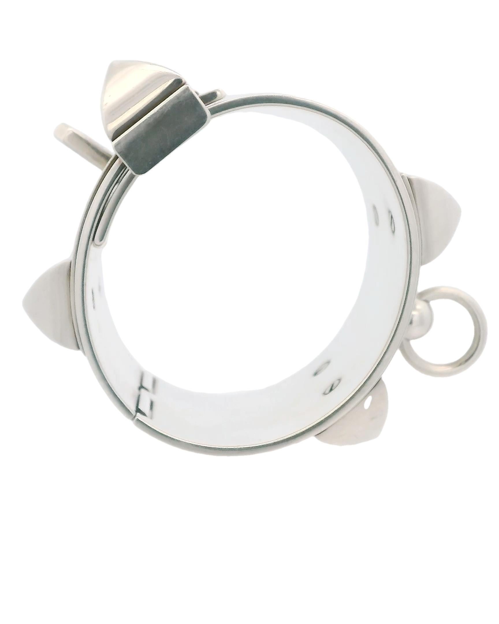 Hermes Collar Du Chien - Bracciale grande in argento In condizioni ottime in vendita a Great Neck Plaza, NY