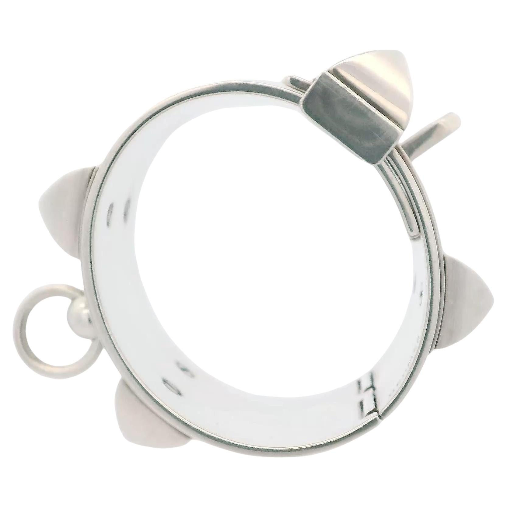 Hermes Collar Du Chien Silver Large Bracelet