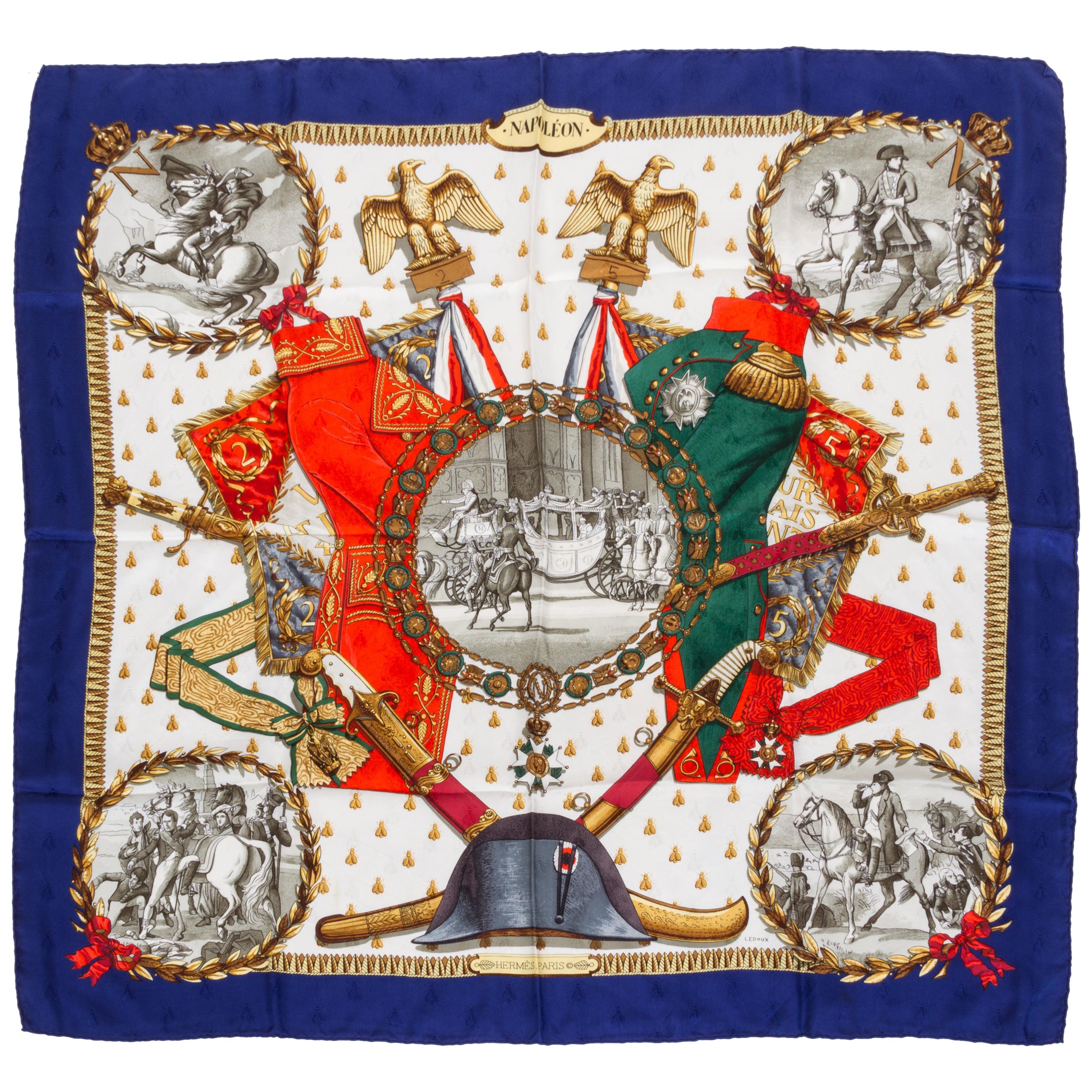 Hermès Collectional Blauer Napoleon-Schal im Angebot