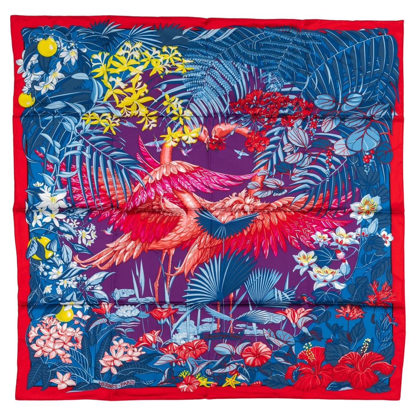 Hermes Sammlerstück Flamingo Partyschal im Angebot