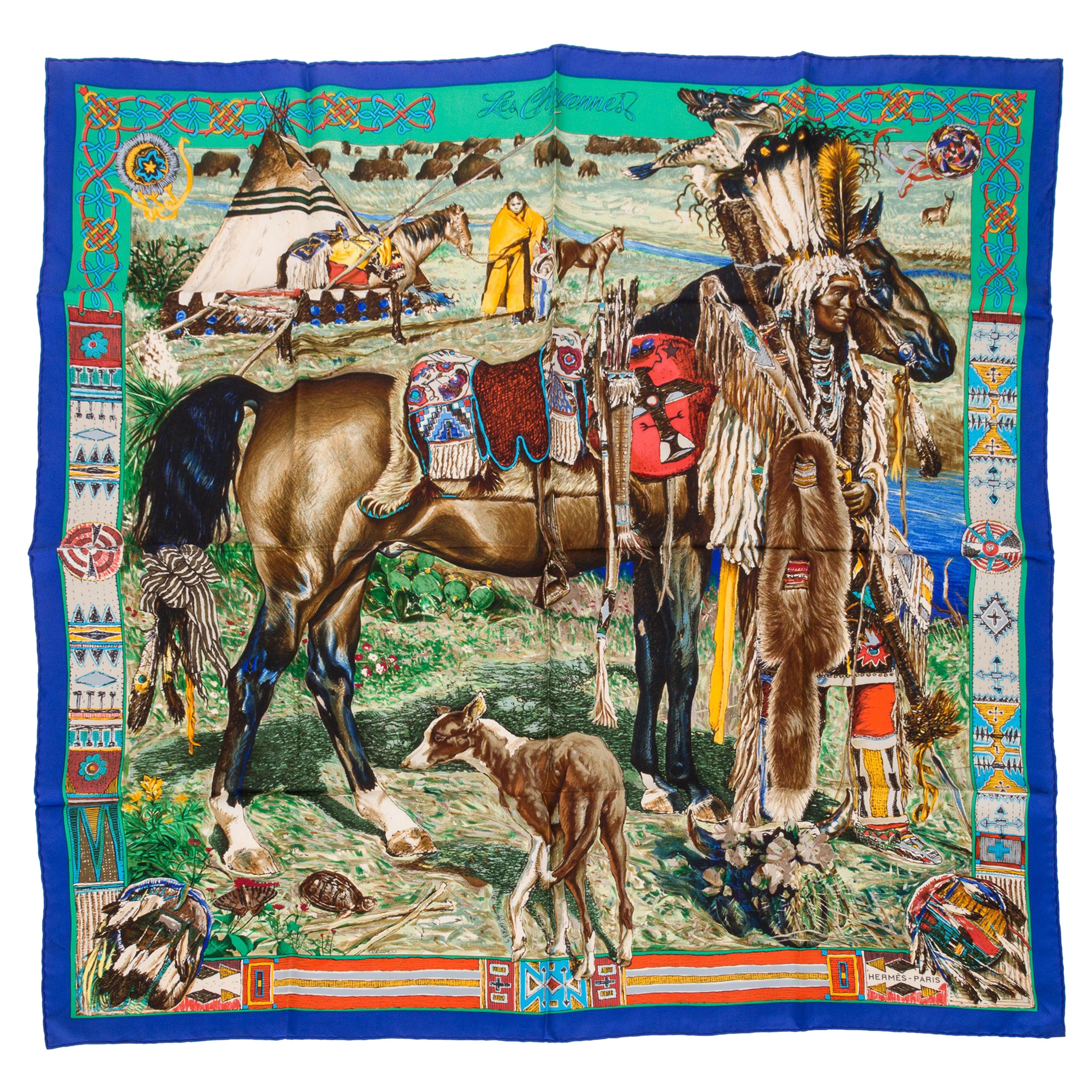 Hermès Collectible Les Cheyennes Scarf Kermit Oliver