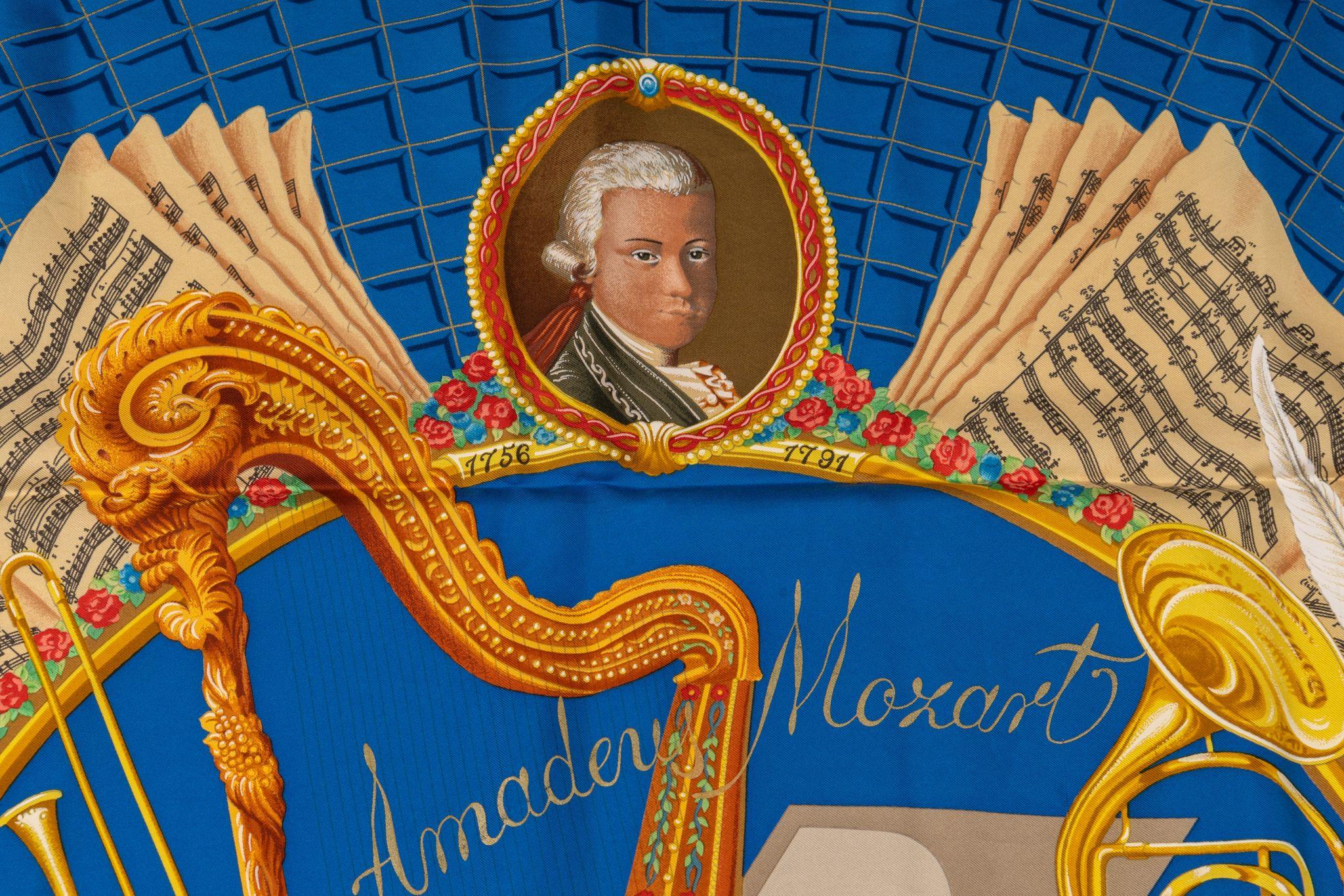 Hermes Collectible Mozart Silk Scarf In Excellent Condition For Sale In West Hollywood, CA