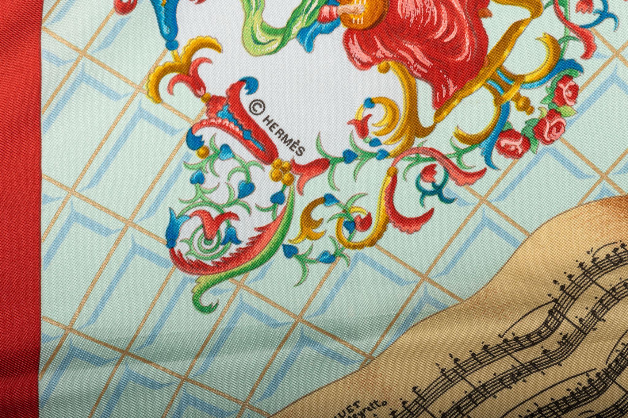 Women's Hermes Collectible Mozart Silk Scarf For Sale