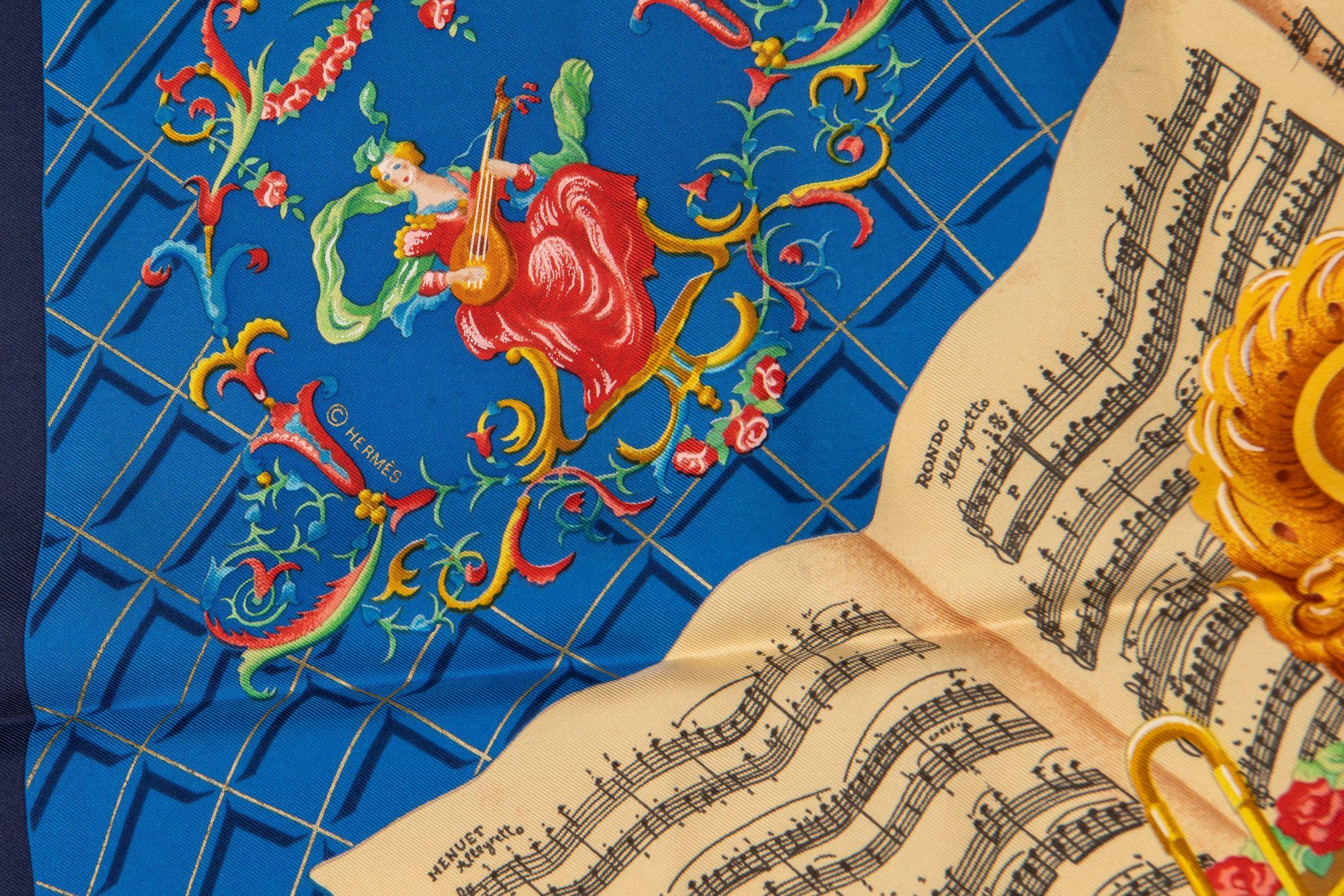 Hermes Collectible Mozart Silk Scarf For Sale 1