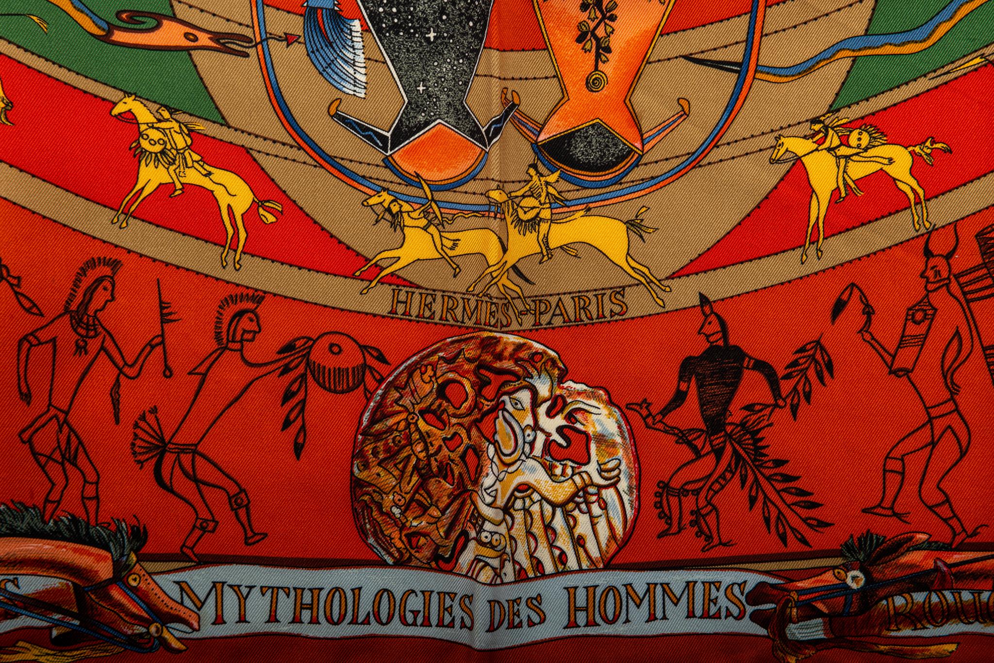 Brown Hermès Collectible Mythologies Scarf For Sale