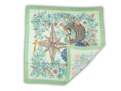 Hermès Collectible Passiflores Green Cashmere scarf