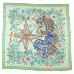 Hermès Collectible Passiflores Green Cashmere scarf