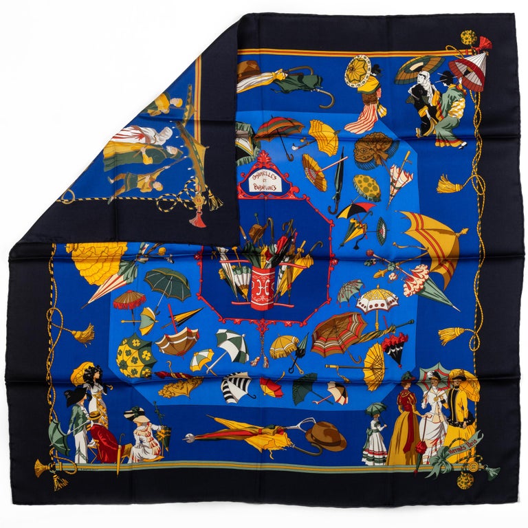 Hermes Collectible Umbrellas Silk Scarf For Sale at 1stDibs