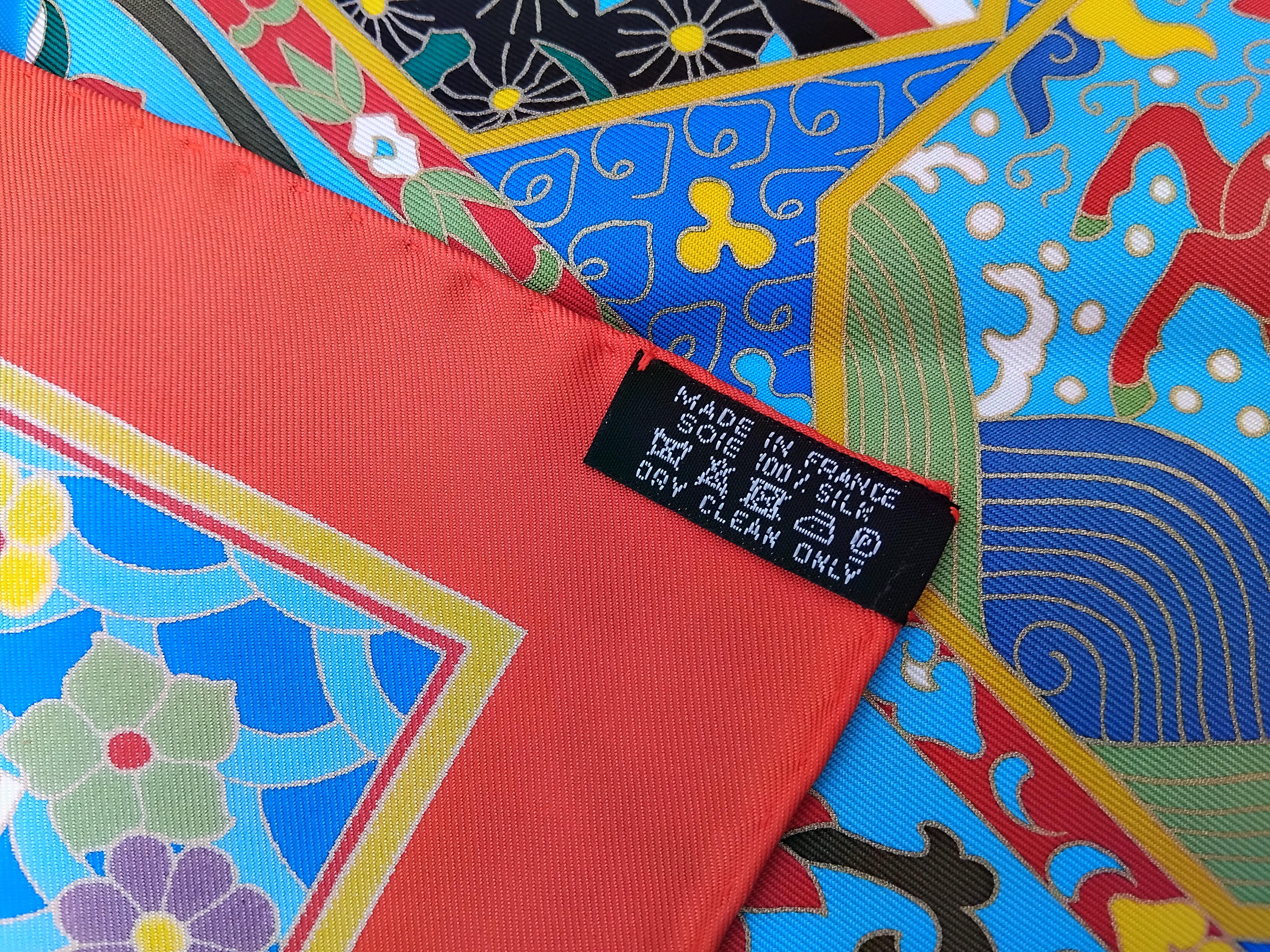 Hermès Collections Imperiales Foulard en soie Catherine Baschet Rouge Bleu Jaune en vente 13