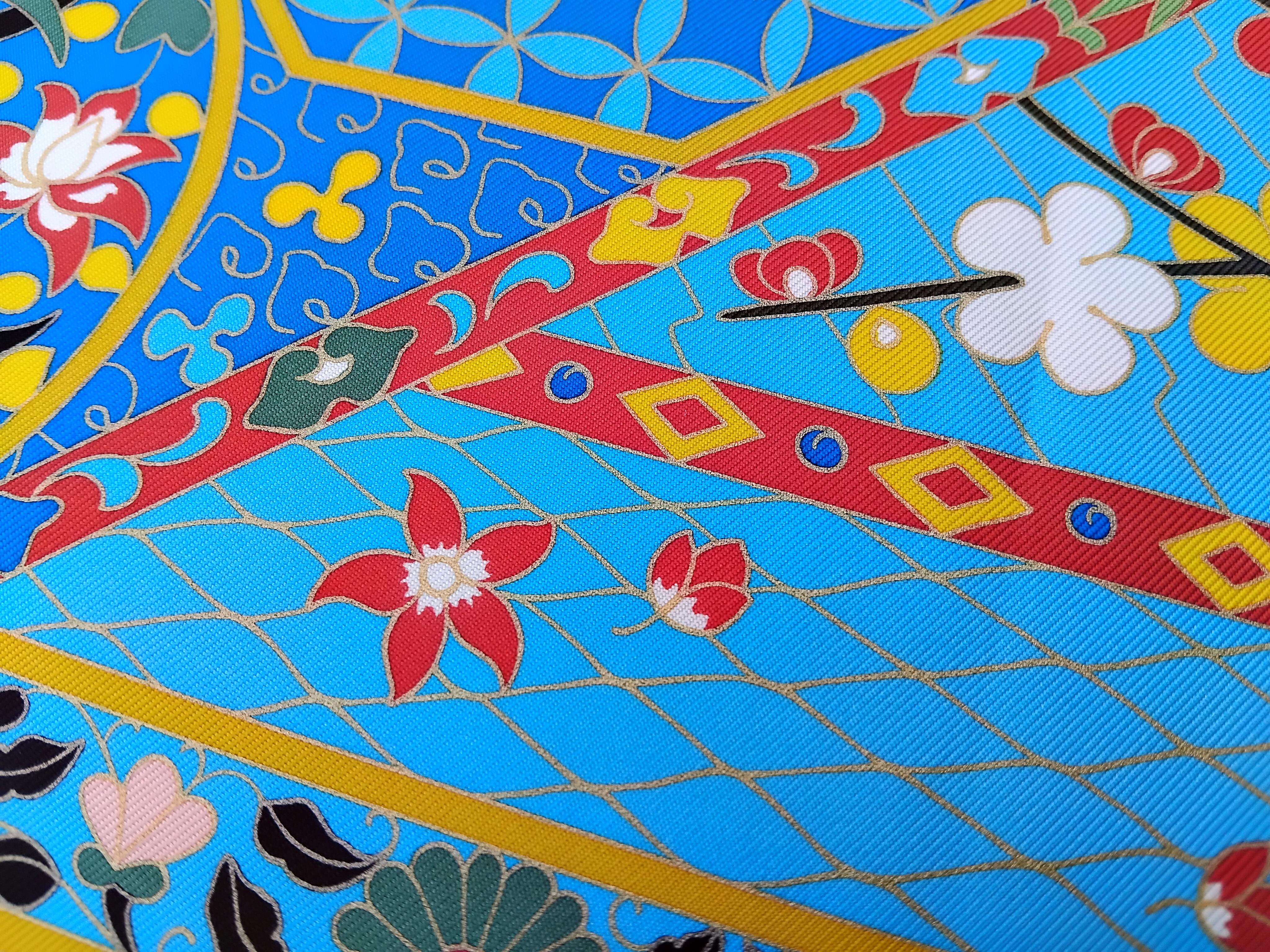 Hermès Collections Imperiales Foulard en soie Catherine Baschet Rouge Bleu Jaune en vente 16