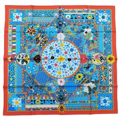 Hermès Collections Imperiales Silk Scarf Catherine Baschet Rouge Bleu Jaune