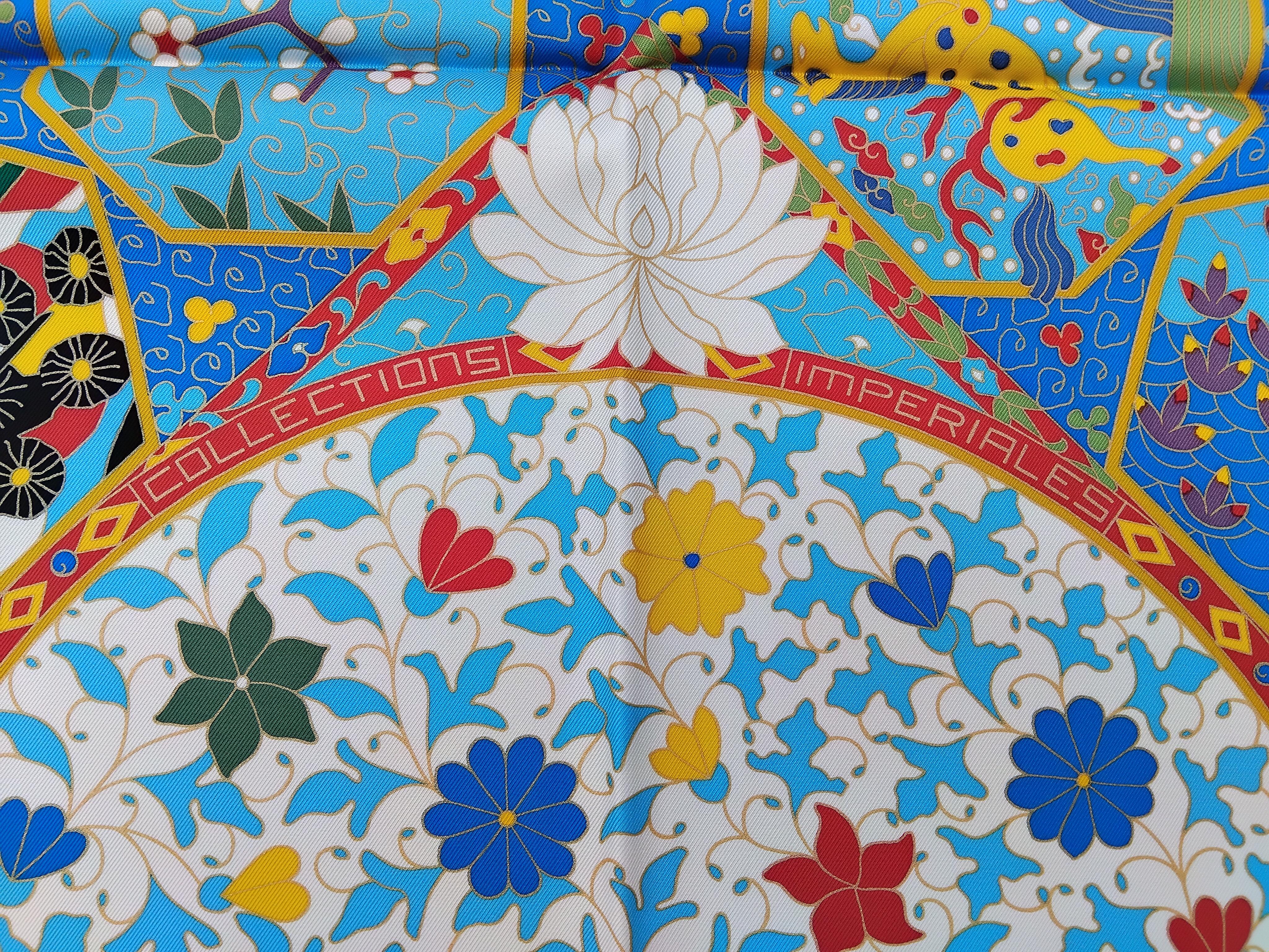 Hermès Collections Imperiales Foulard en soie Catherine Baschet Rouge Bleu Jaune Pour femmes en vente