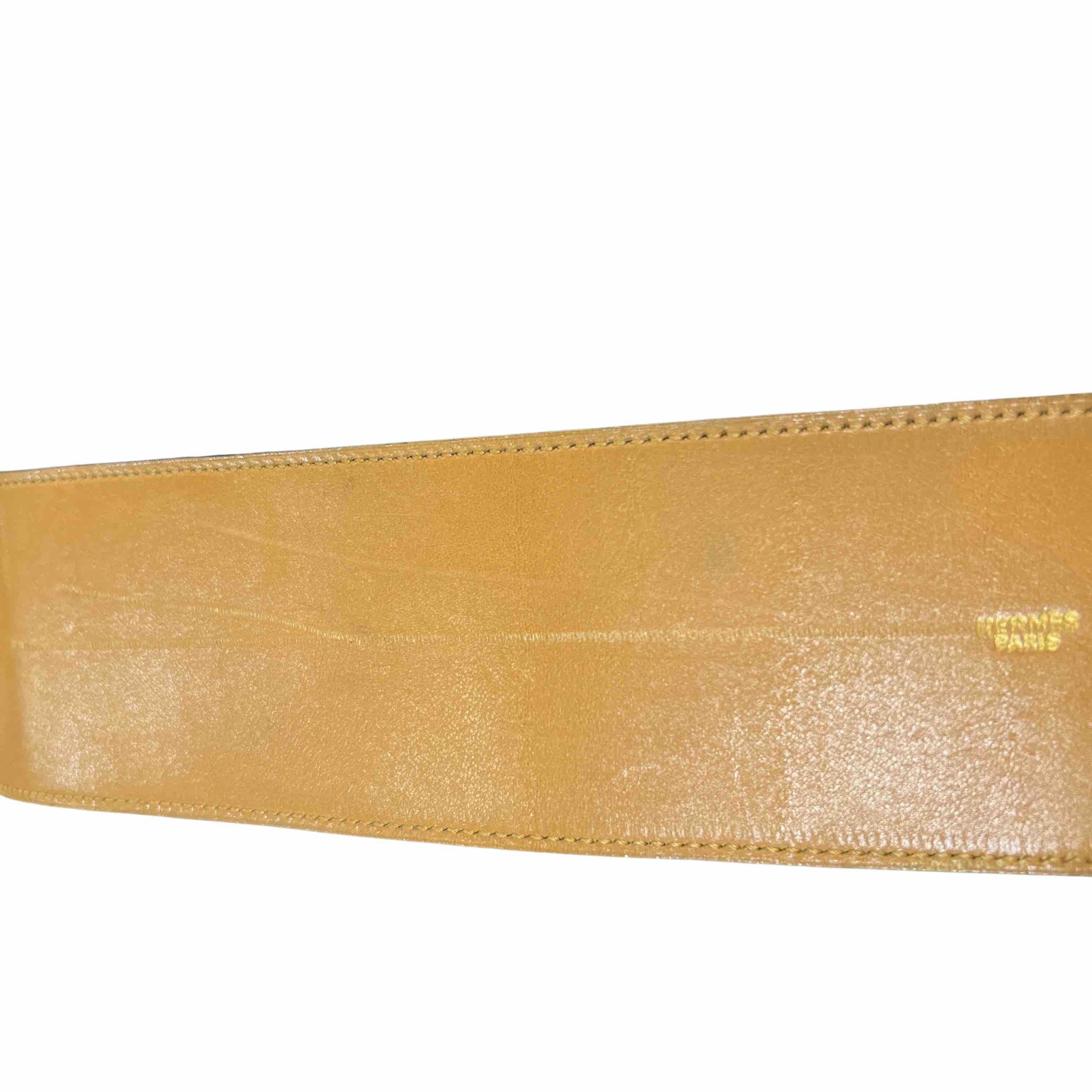 Brown HERMES Collector CDC Large belt in black box leather