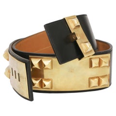 HERMÈS Ceinture de collection CDC grande taille en cuir noir