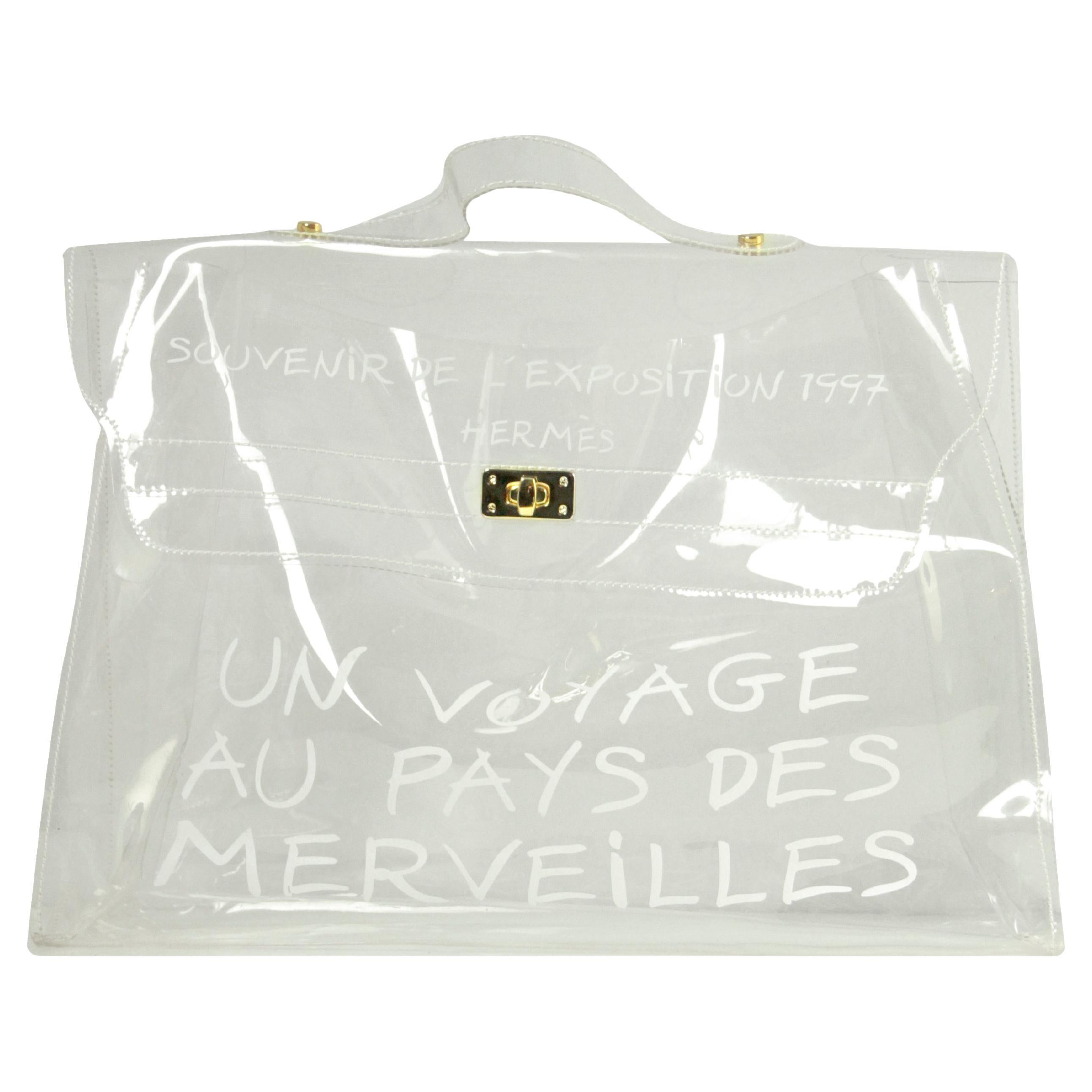 Hermes Collector's Clear Transparent Vinyl Souvenir De L'Exposition Kelly  Bag For Sale at 1stDibs