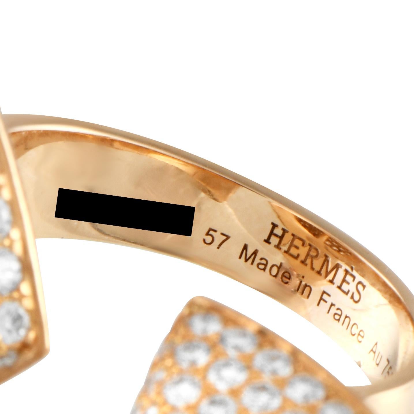 Hermes Collier de Chien Bague en or rose 18K 3.81ct Diamond Pave Neuf à Southampton, PA