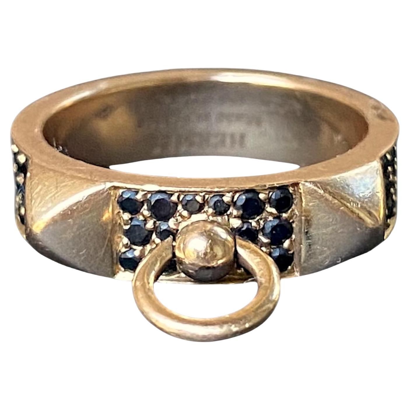 HERMÉS Collier de Chien 18K Rose Gold Black Spinel Ring