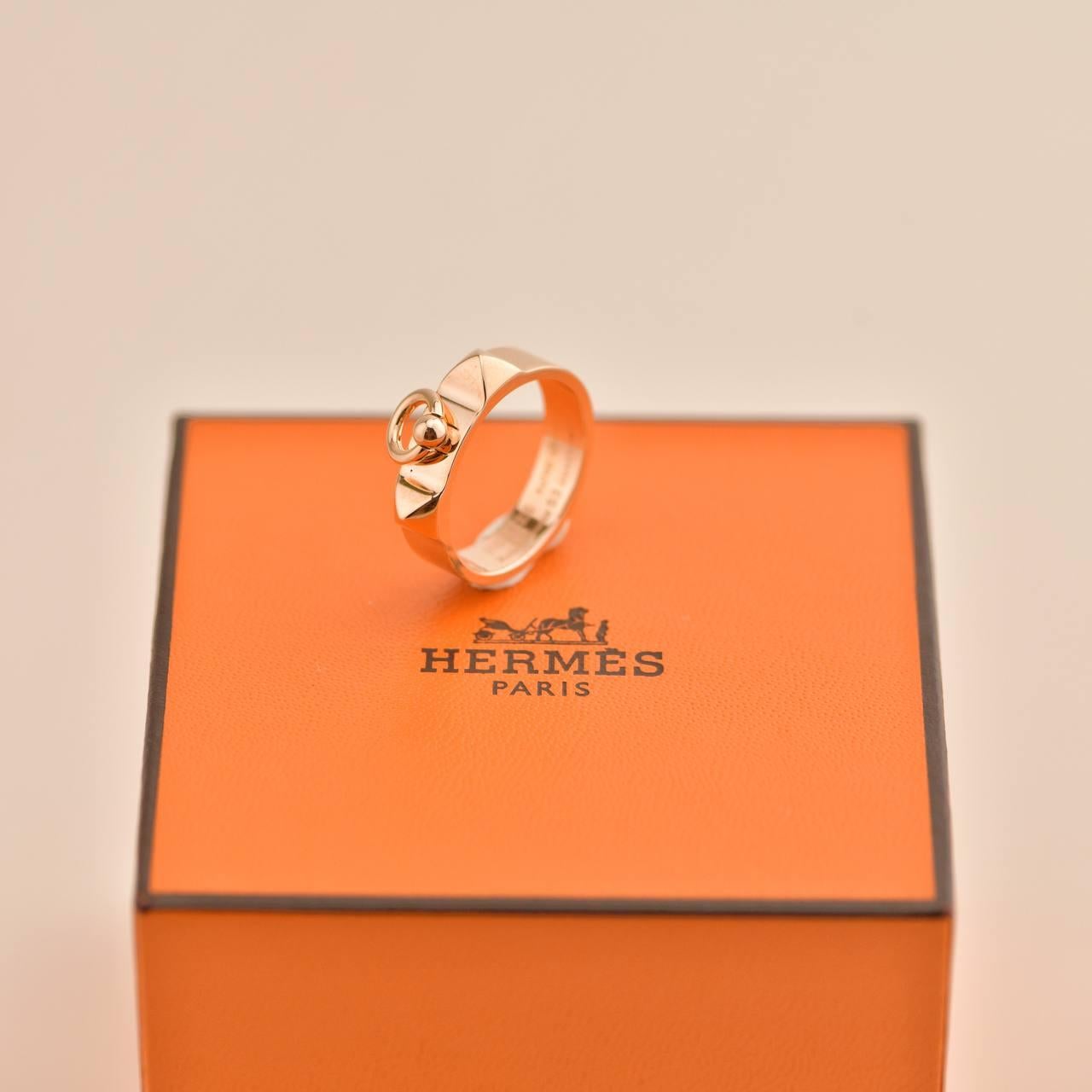 Hermès Collier de chien Bague petit modèle en or rose 18K Taille 53 Excellent état - En vente à Banbury, GB