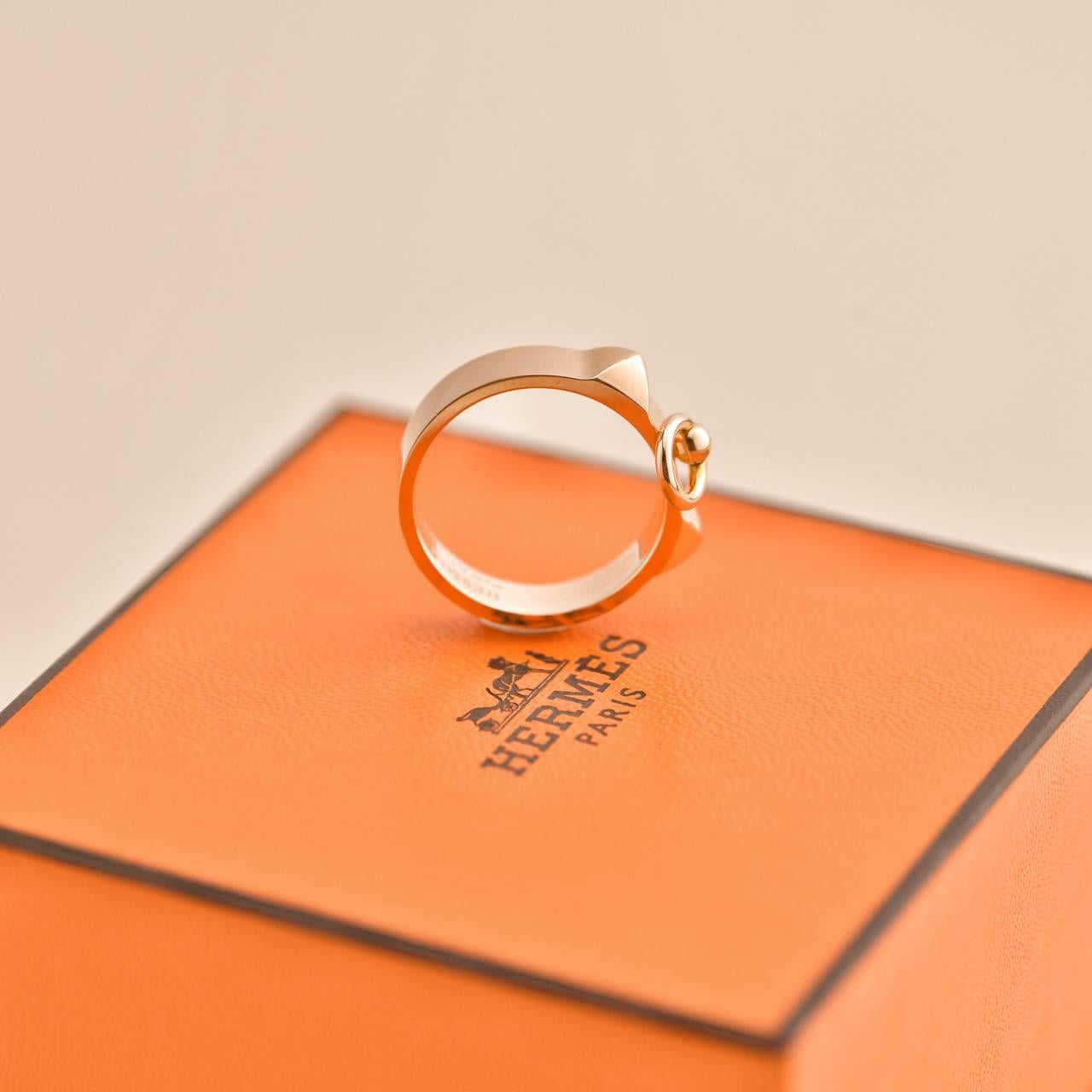 Hermès Collier de chien Bague petit modèle en or rose 18K Taille 53 Unisexe en vente