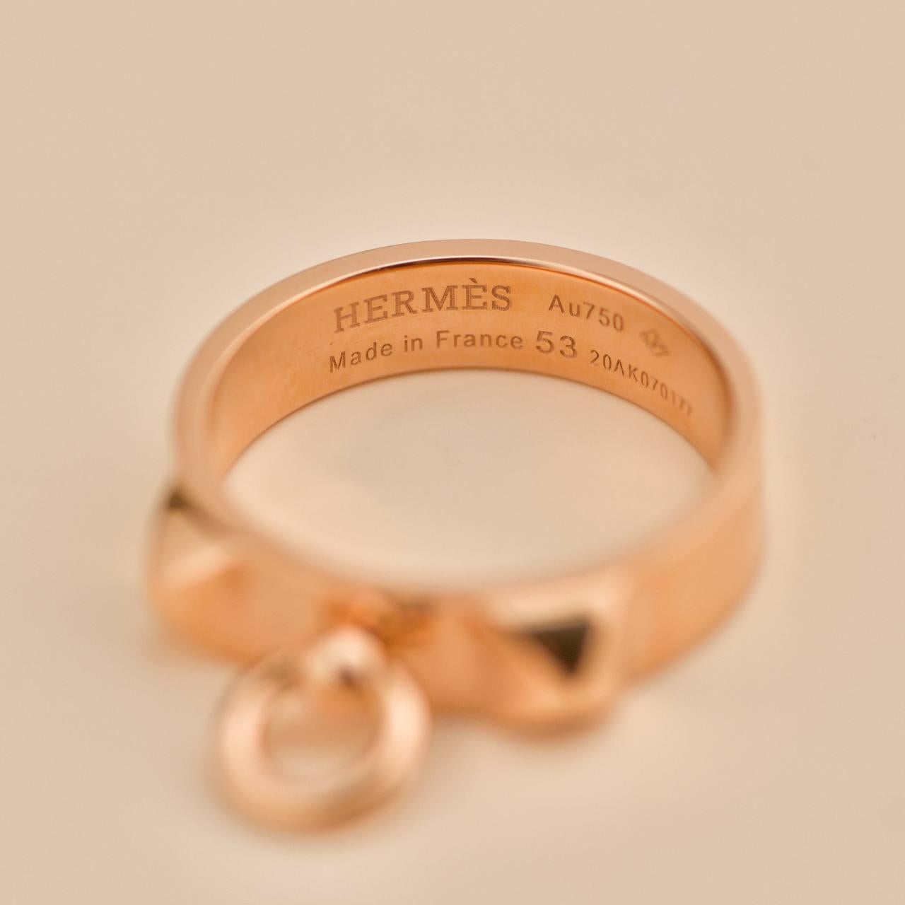 Hermès Collier de chien Bague petit modèle en or rose 18K Taille 53 en vente 3