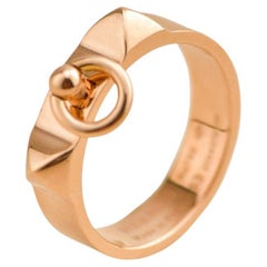 Hermès Collier de chien Bague petit modèle en or rose 18K Taille 53