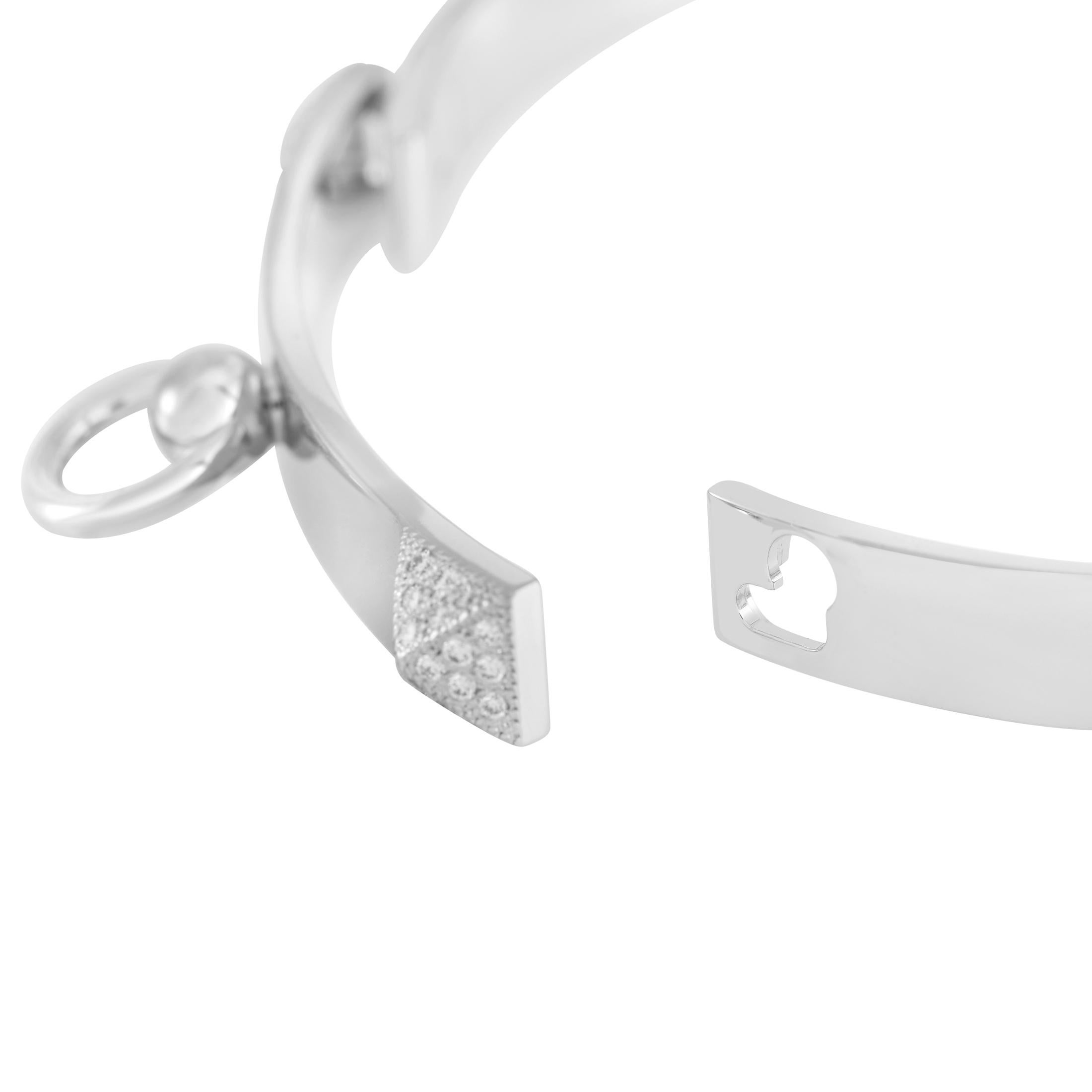 Hermès Collier De Chien 18K Weißgold Diamant-Armband (Rundschliff)