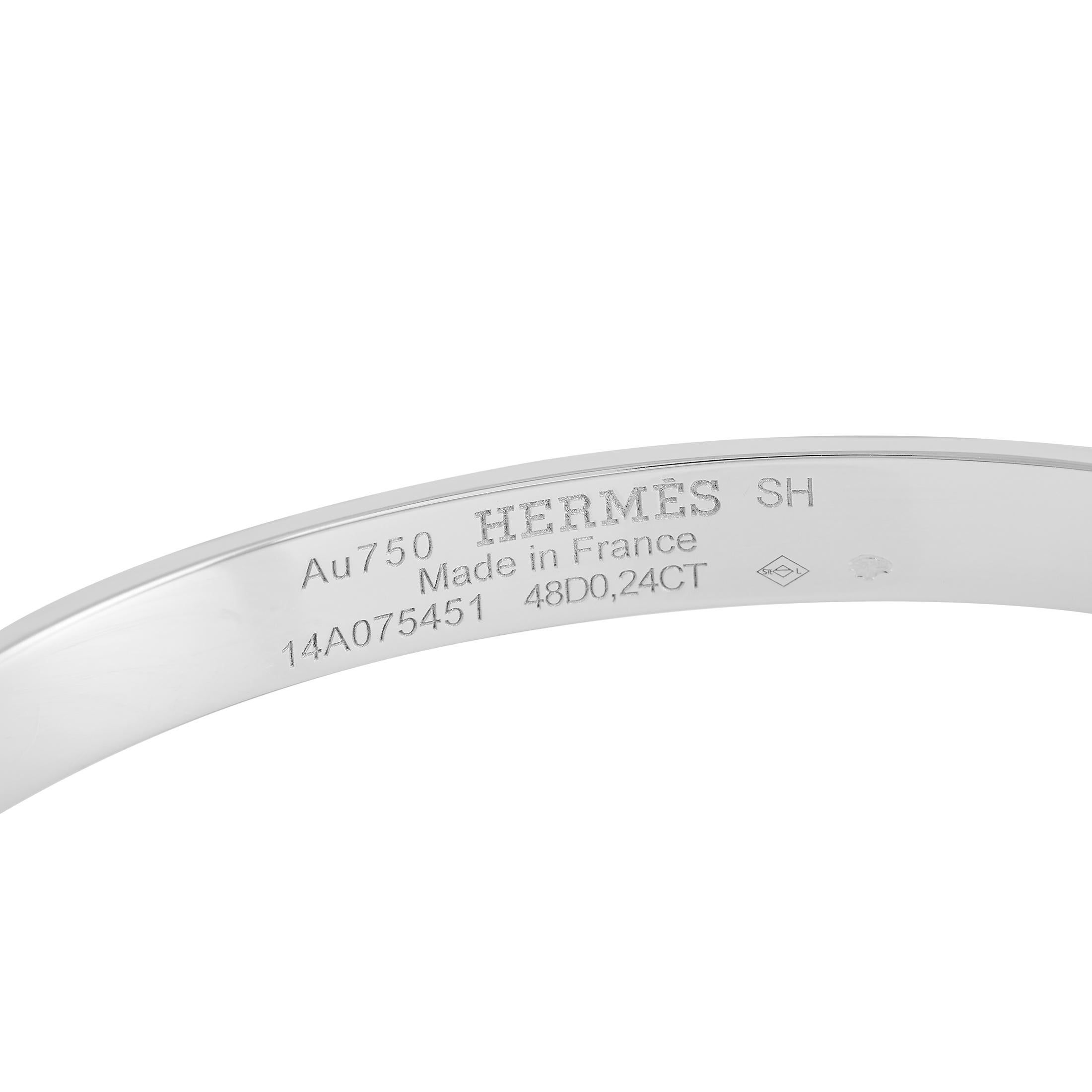 Hermès Collier De Chien 18K Weißgold Diamant-Armband im Zustand „Hervorragend“ in Southampton, PA