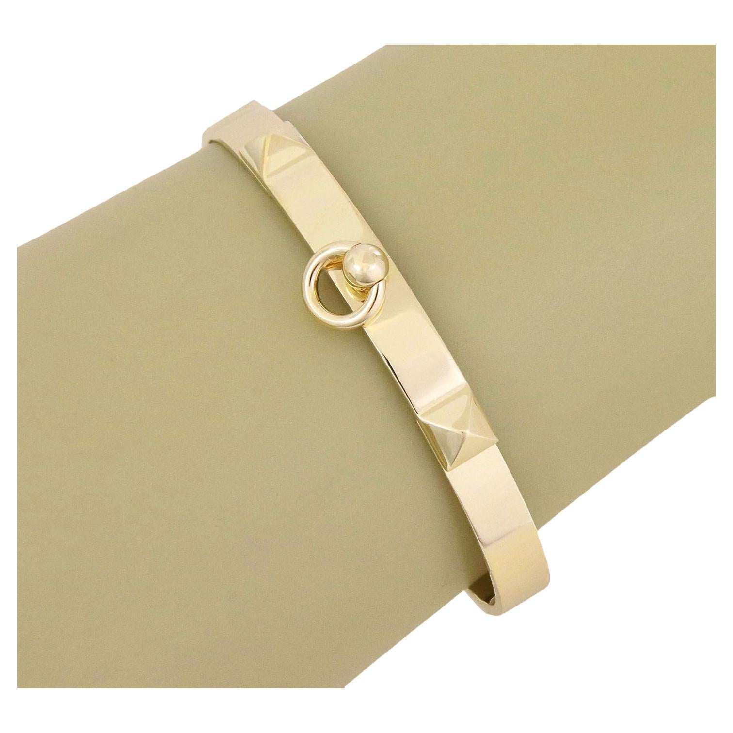 Hermes Collier de Chien 18k Yellow Gold Bangle Bracelet For Sale