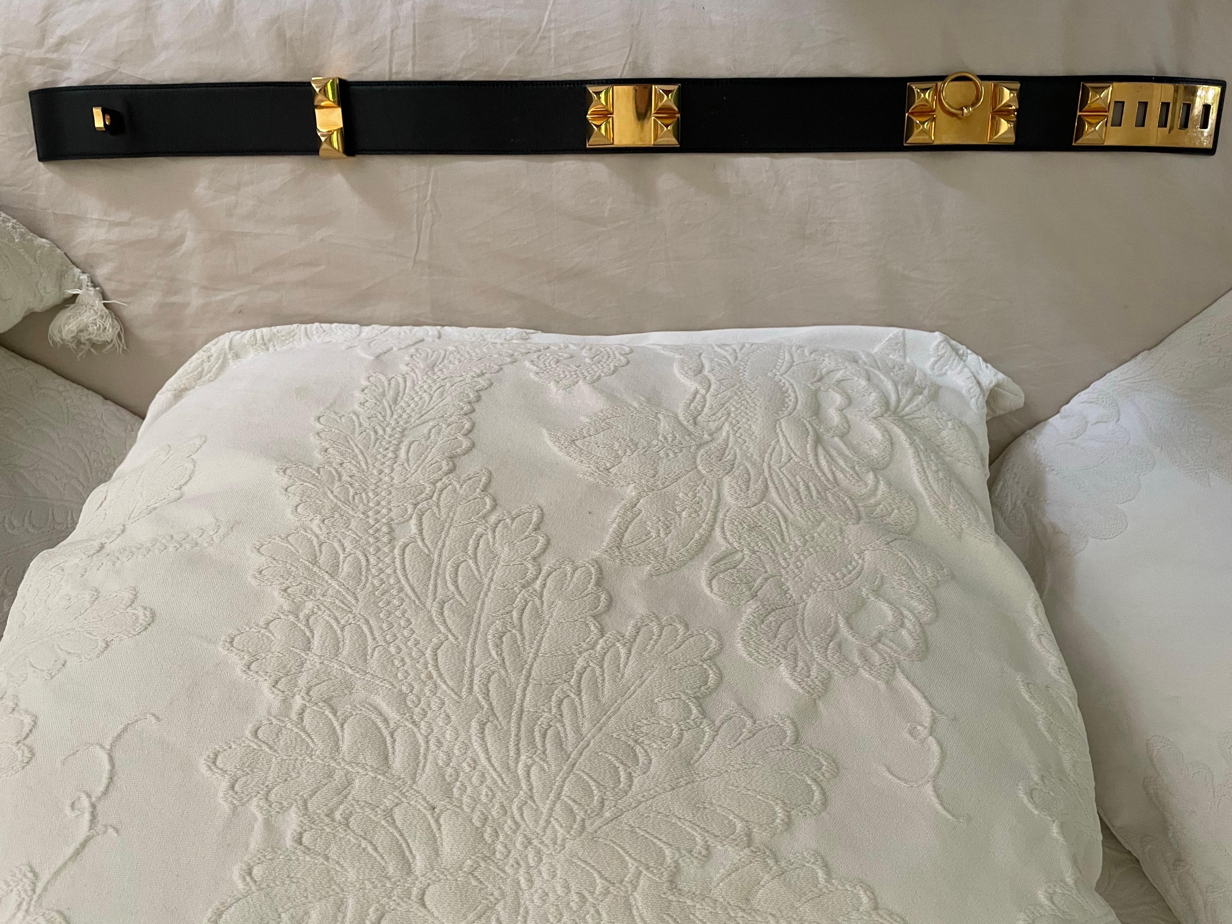 Hermès Collier de Chien 50 belt in black box calfskin. For Sale 7