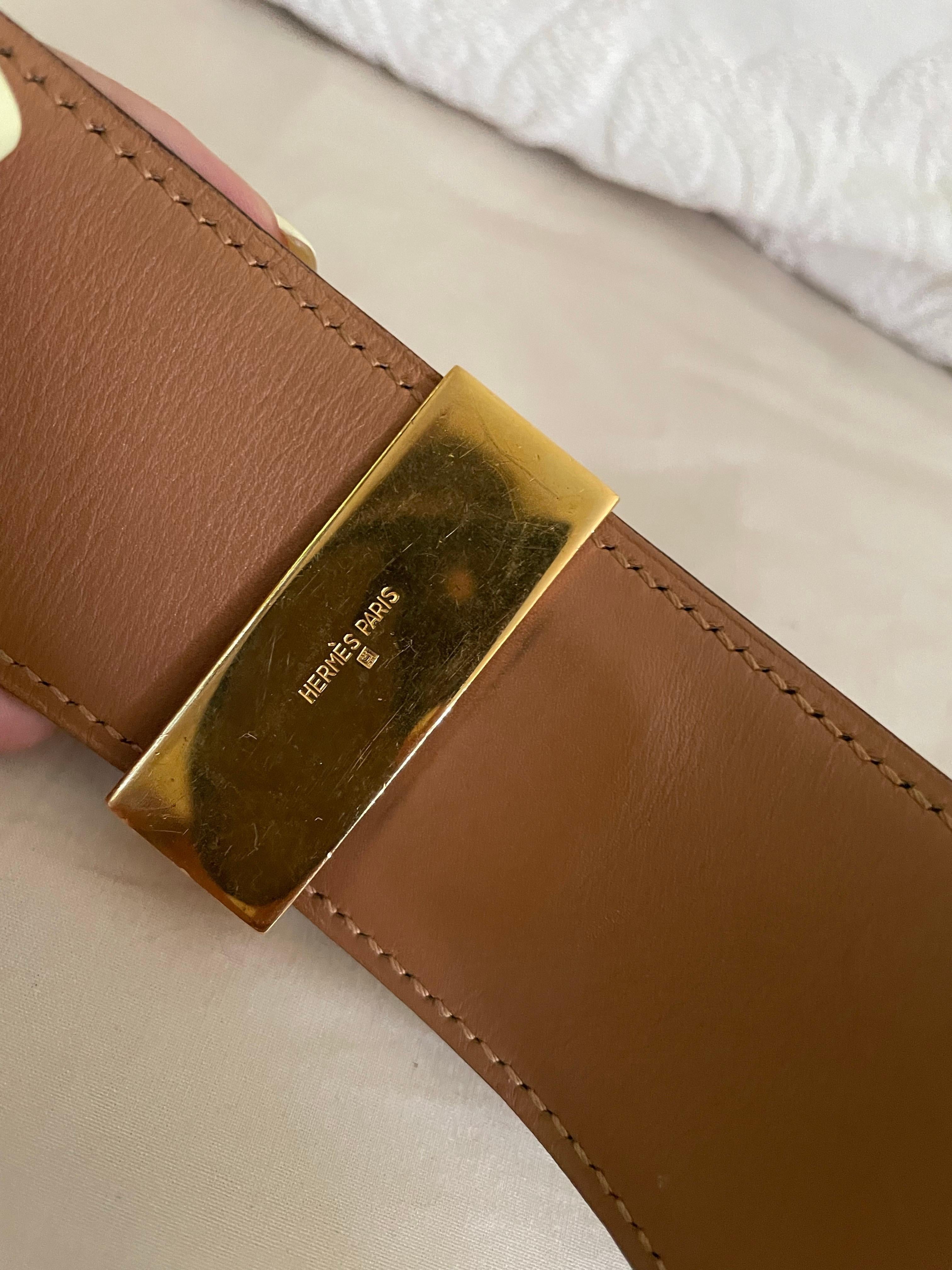 Hermès Collier de Chien 50 belt in black box calfskin. For Sale 2
