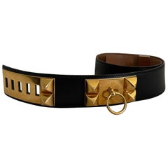 Hermès Collier de Chien 50 belt in black box calfskin.
