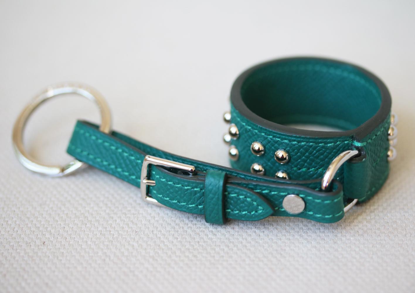 Blue Hermès Collier de Chien Anneau Key Holder For Sale